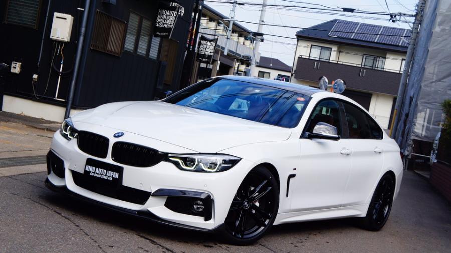 BMW420i　キャリパー塗装　COLOR:ボディー同色系、D-DASHダストダウンパット前後装着、ホイール半艶ブラック塗装