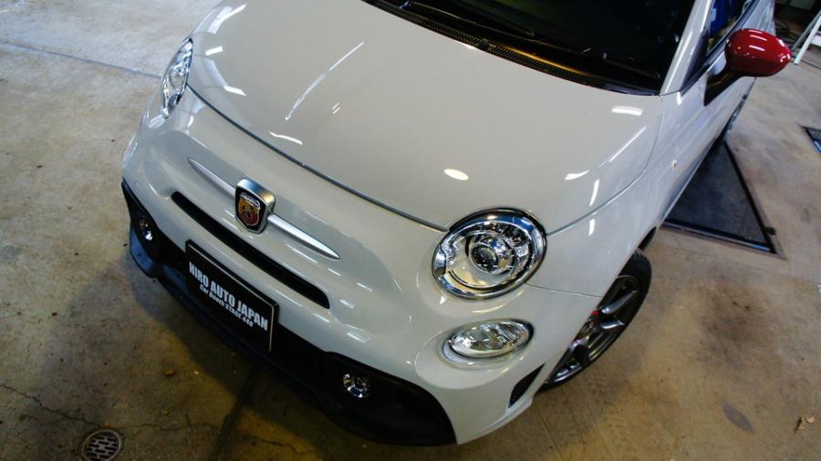 アバルト595　キャリパー塗装＆ローター塗装　COLOR:#071 Insect vivid green＆#1114 Deep coal black matte　ローター加工Type:12SD非貫通