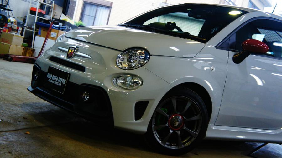 キャリパー塗装施工事例：アバルト595　キャリパー塗装＆ローター塗装　COLOR:#071 Insect vivid green＆#1114 Deep coal black matte　ローター加工Type:12SD非貫通 IMG125_1780_S8mm7n_sub3.jpg