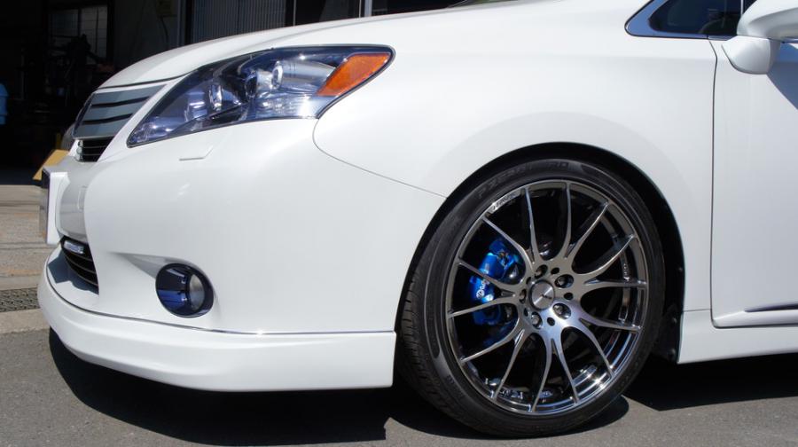 レクサスHS純正キャリパー塗装＆ローター塗装　COLOR：#1111 Charm gross candy blue＆#004 Blast light gray metalic　ローター加工Type：12SD