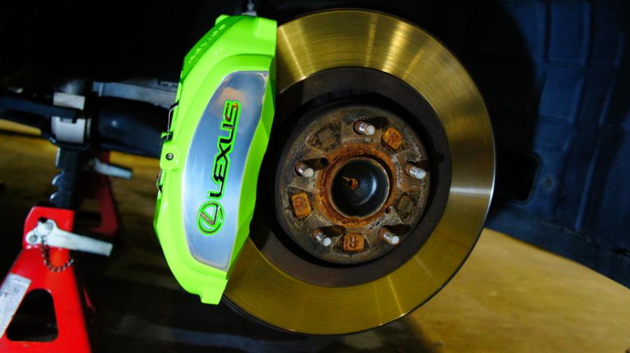 キャリパー塗装施工事例：レクサスGS450ｈ　キャリパー塗装　COLOR：#1103 Dazzling clearly green＆#1110 Valencia premium orange IMG20_1375_OvSrAI_sub1.jpg