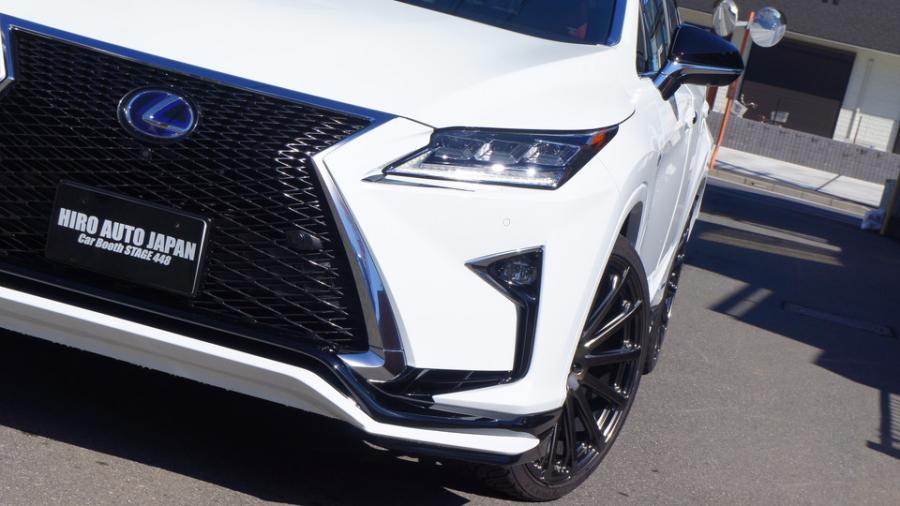 レクサスRX450h　キャリパー塗装＆ローター塗装　COLOR:#030 Royal art pearl orange gold＆#1115 Deep marine blue ローター加工Type:12SD