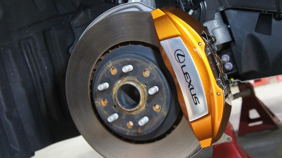 キャリパー塗装施工事例：レクサスLS500　キャリパー塗装COLOR:#030 Royal art pearl orange gold　表面ハイポリッシュ加工 IMG20_2060_NL8rCp_sub1.jpg