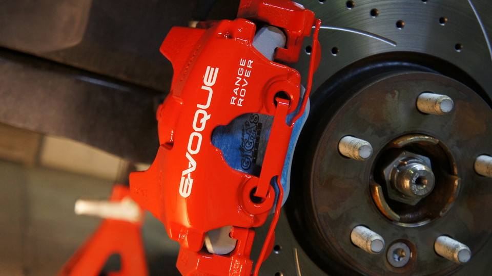 レンジローバーイヴォーク純正キャリパー塗装　COLOR:#1112racing red＆ローター加工Type:C6S8D