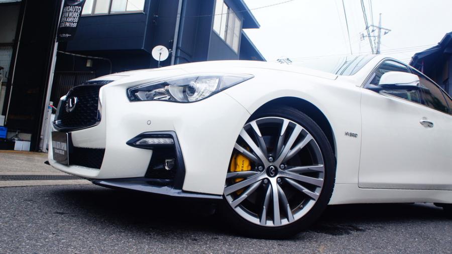 キャリパー塗装施工事例：スカイラインV37　キャリパー塗装COLOR:#002 giallo modena IMG69_2160_Wz2GX4_sub4.jpg