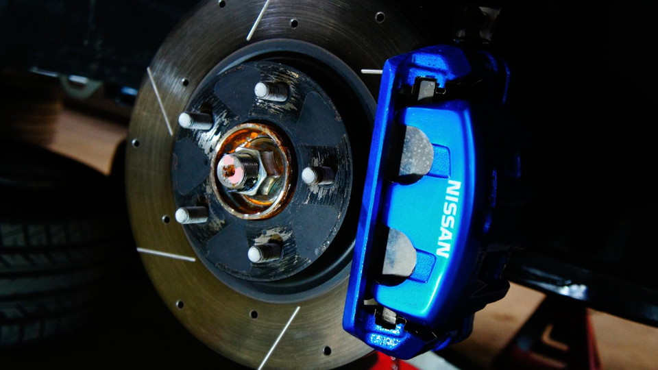 日産エルグランドHighwaySTAR キャリパー塗装★COLOR:CHARMGROSSCANDYBLUE #1111＆ローター加工Type:SD