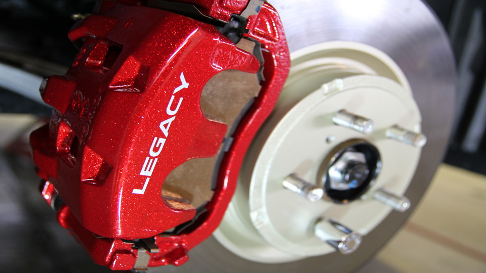 レガシィ純正キャリパー塗装＆ローター塗装　カラー：	#011 royal flash candy red＆#008 flash champagne gold