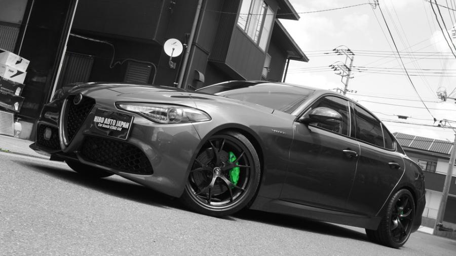 キャリパー塗装施工事例：アルファロメオ　ジュリア　キャリパー塗装　COLOR:#1113 Monster green　ローター加工Type:C6S8Dスリット無し　D-DASHダストダウンパット前後装着 IMG7_1740_C1hHME_sub10.jpg