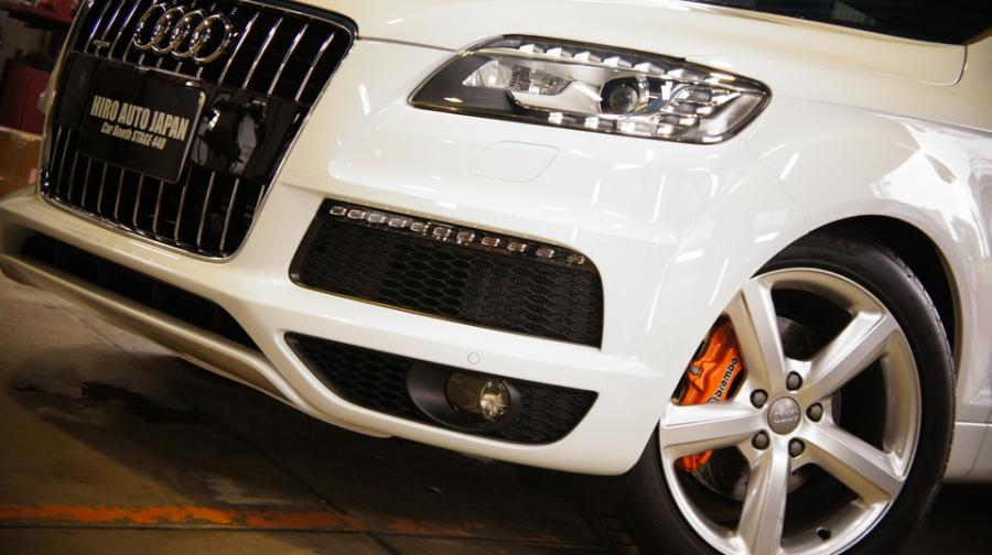 アウディQ7純正キャリパー塗装＆ローター塗装　COLOR：#098 honey of pearl orange＆#004 Blast light gray metalic　ローター加工Type:C6S8D