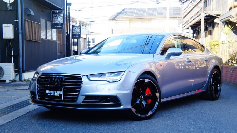 アウディA7　キャリパー塗装COLOR:#1112 Racing red　ダストダウンパット装着