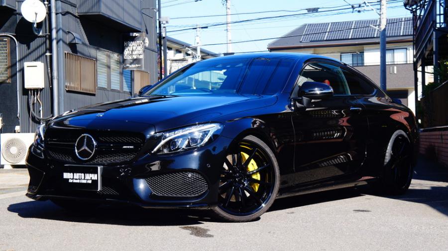 キャリパー塗装施工事例：ベンツC300クーペ　キャリパー塗装COLOR:#020 hawaiian passion yellow　ホイール塗装：グロスブラック　D-DASHダストダウンパット前後 IMG9_1901_cc6GTt_sub9.jpg