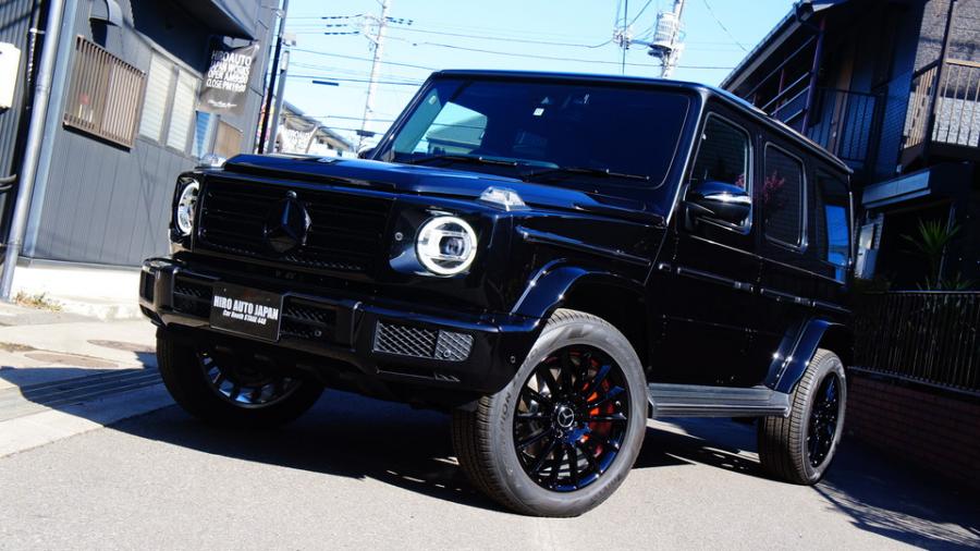 ベンツG350d　キャリパー塗装COLOR:#001 Italian losso solid　スペーサー前後取付、ホイール塗装一台分、各種ブラックアウト塗装