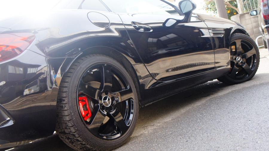 キャリパー塗装施工事例：ベンツSLC　キャリパー塗装COLOR:#001 Italian losso solid　スペーサー装着 IMG9_2100_hcIA0o_sub11.jpg