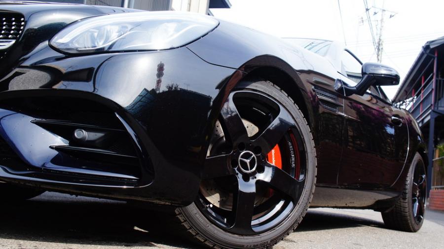 キャリパー塗装施工事例：ベンツSLC　キャリパー塗装COLOR:#001 Italian losso solid　スペーサー装着 IMG9_2100_hcIA0o_sub7.jpg