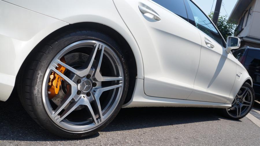 キャリパー塗装施工事例：ベンツCLS36AMGｼｭｰﾃｨﾝｸﾞﾌﾞﾚｰｸ　キャリパー塗装COLOR:#030 Royal art pearl orange gold　ローター塗装COLOR:#004 Blast light gray metalic IMG9_2330_QHQmv9_sub7.jpg